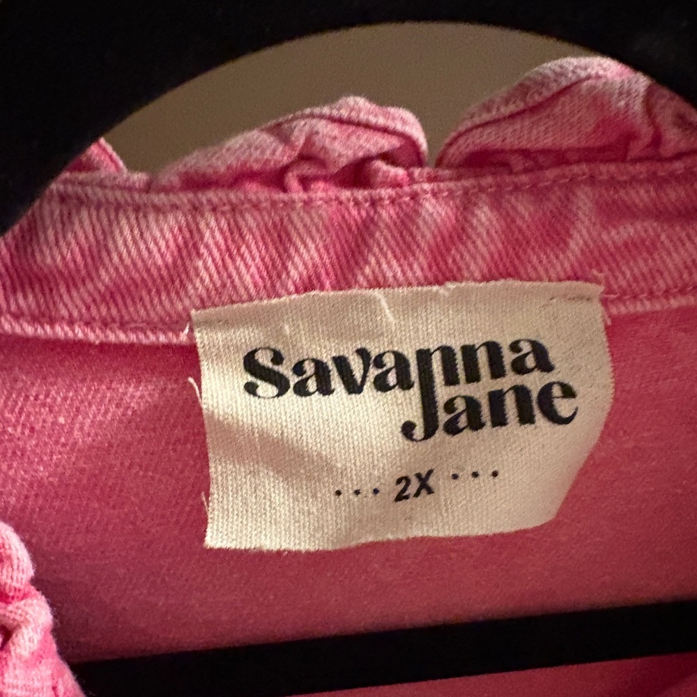 Savanna Jane Pink Ruffled Button Down Shirt - Picture 3 of 3